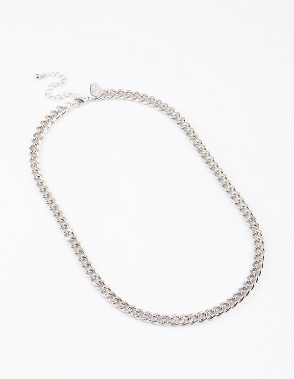 Rhodium Classic Curb Chain Necklace - Lovisa