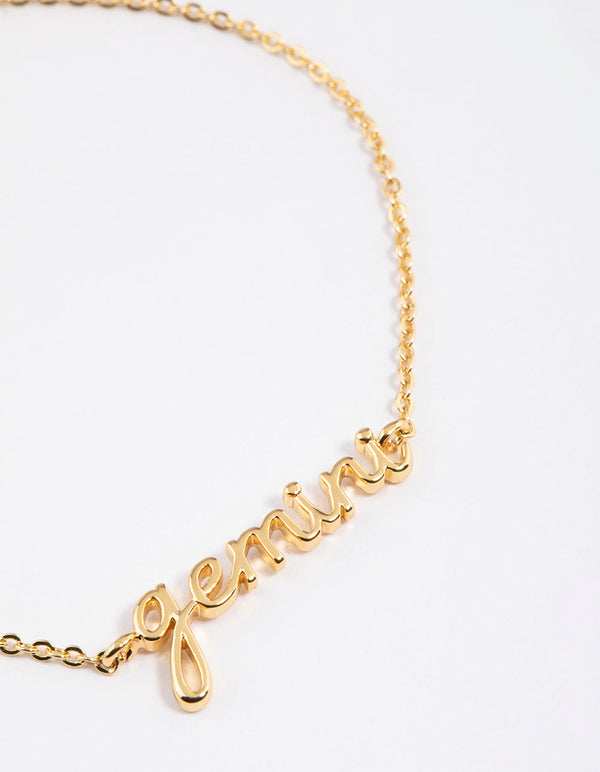 Gold Plated Gemini Script Bracelet