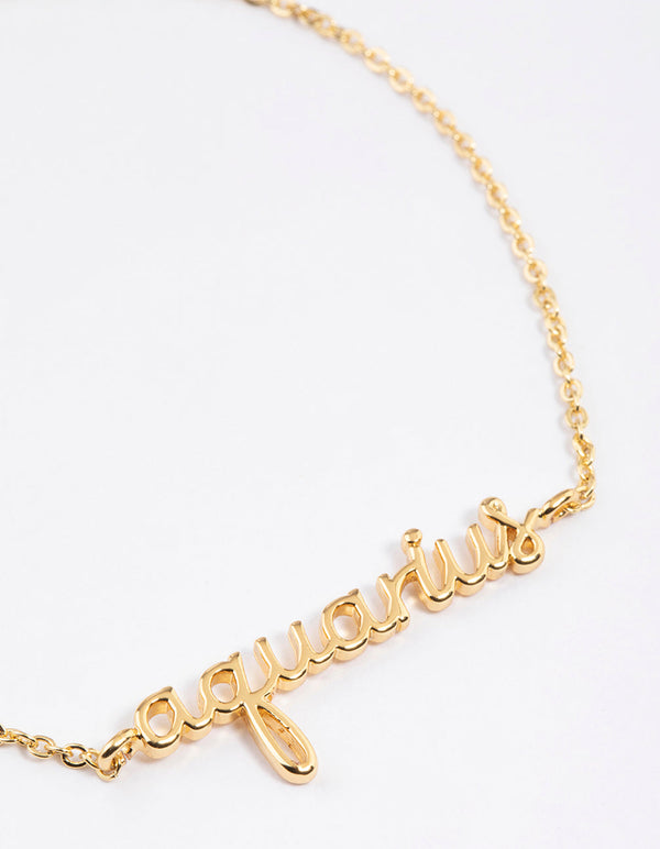 Gold Plated Aquarius Script Bracelet