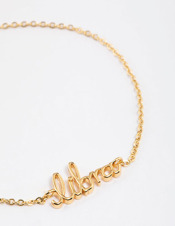 Gold Plated Libra Script Bracelet