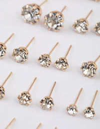 Gold Classic Diamante Graduating Earring 12-Pack - link has visual effect only