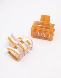 Brown Acrylic Stripe Hair Claw Clip Pack - link has visual effect only