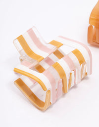 Brown Acrylic Stripe Hair Claw Clip Pack - link has visual effect only