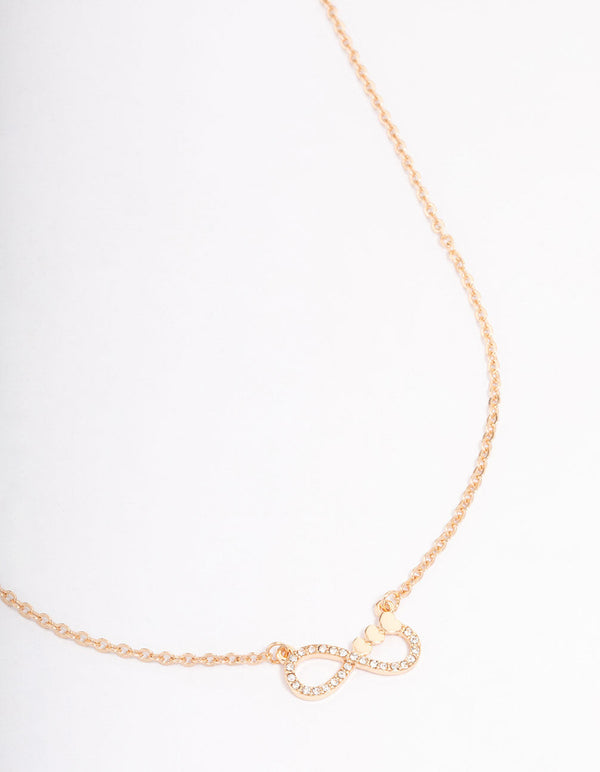 Gold Diamante Infinity Heart Short Necklace