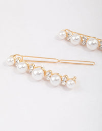 Gold Pearl & Diamante Hair Slide Pack - link has visual effect only