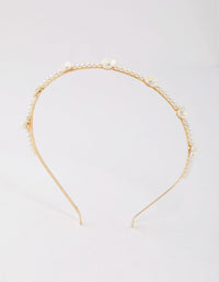 Gold Flower Pearl & Diamante Headband - link has visual effect only