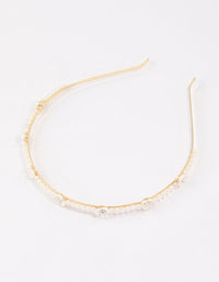 Gold Flower Pearl & Diamante Headband - link has visual effect only