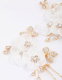Gold Triple Flower Diamante Hair Pin Pack - link has visual effect only