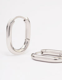 Stainless Steel Plain Oval Huggie Hoop Earrings - link has visual effect only