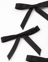Black Fabric Satin Hair Bows 4-Pack - link has visual effect only