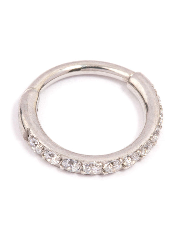 Surgical Steel Pave Clicker Ring 6mm