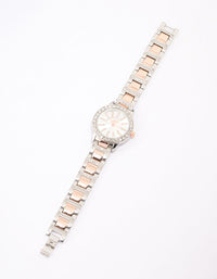 Mixed Metal Crystal Marker Bezel Watch - link has visual effect only