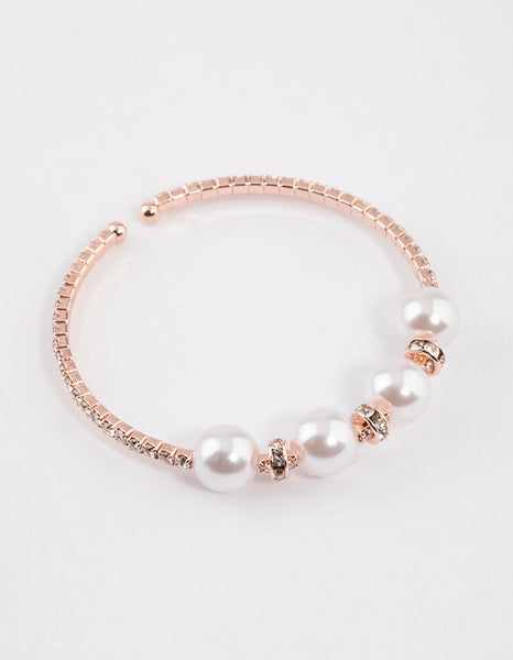 9ct Rose Gold 19cm Natural Pink Cultured Freshwater Pearl Knotted Bracelet  in Rose | Angus & Coote