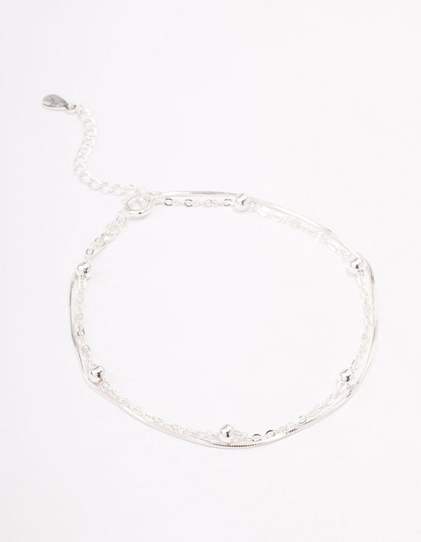 Sterling Silver Snake Chain Ball Bracelet - Lovisa