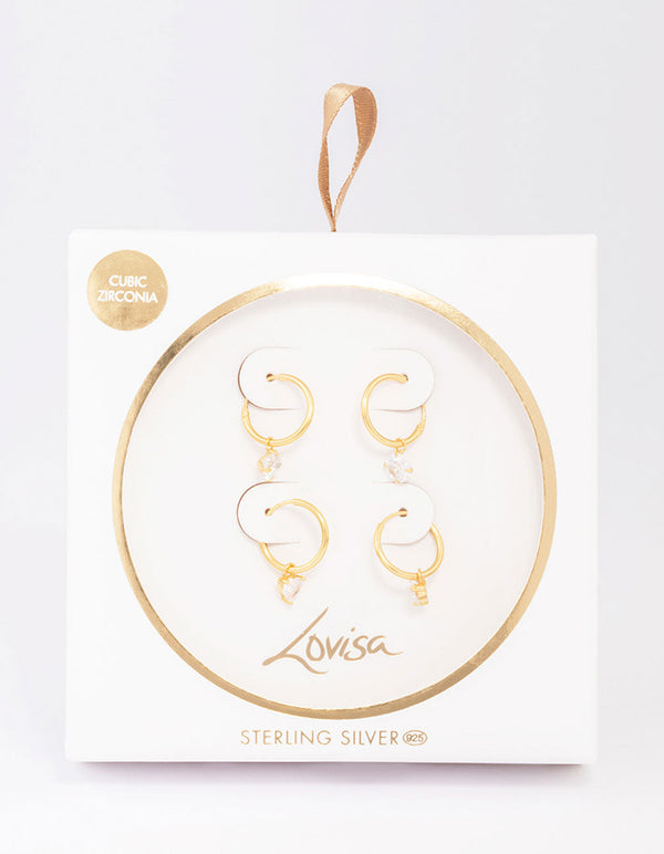Gold Plated Sterling Silver Diamond Cut 16mm Hoop Earrings - Lovisa