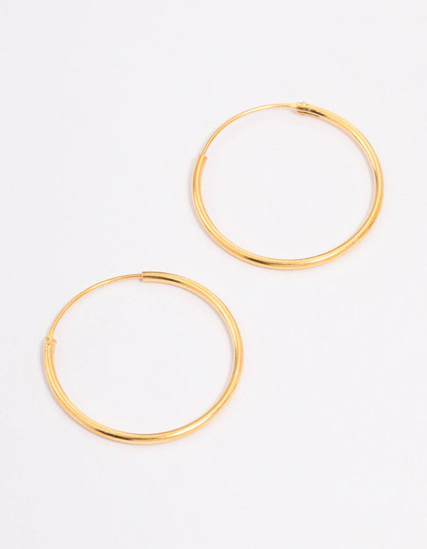 Gold Plated Sterling Silver Hoop Earrings 20mm