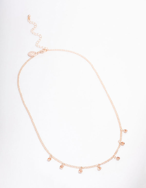 Rose Gold Alternate Diamante Necklace - Lovisa