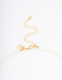 Gold Plated Letter M Initial & Pearl Pendant Necklace - link has visual effect only