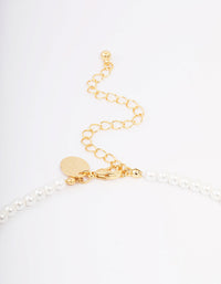 Gold Plated Letter T Initial & Pearl Pendant Necklace - link has visual effect only