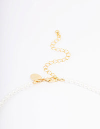 Gold Plated Letter S Initial & Pearl Pendant Necklace - link has visual effect only
