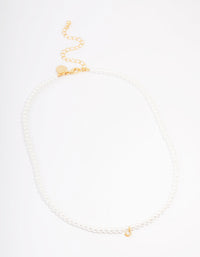 Gold Plated Letter J Initial & Pearl Pendant Necklace - link has visual effect only