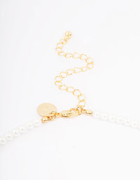 Gold Plated Letter R Initial & Pearl Pendant Necklace - link has visual effect only
