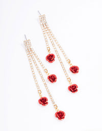 Red Cupchain Flower Drop Earrings - link has visual effect only