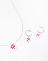 Rhodium Yin & Yang Heart Jewellery Set - link has visual effect only