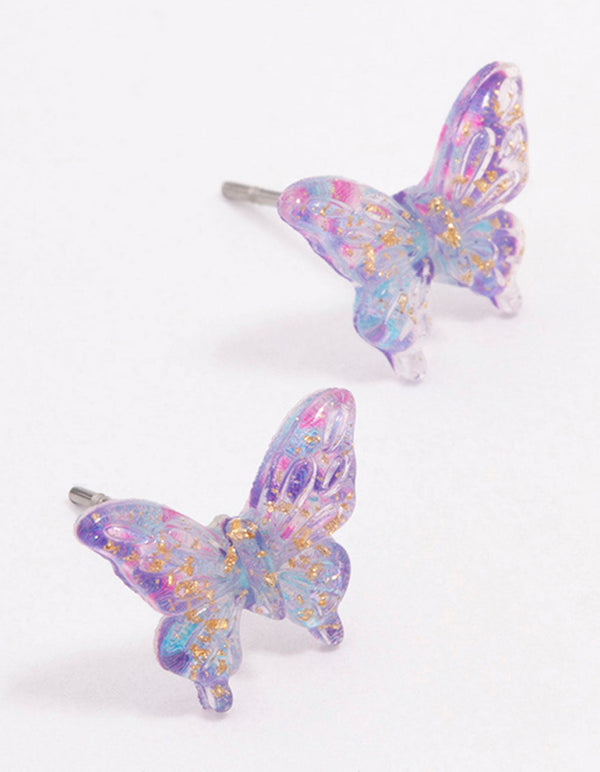 Purple Ombre Butterfly Stud Earrings