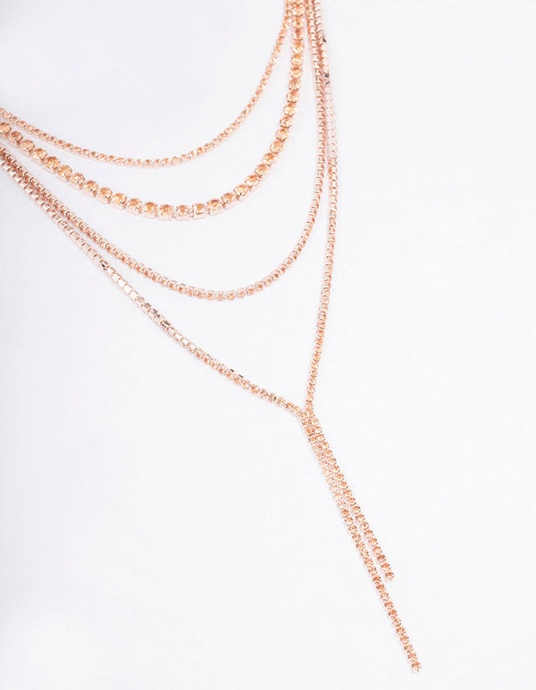 Rose Gold Cupchain Layered Choker Necklace