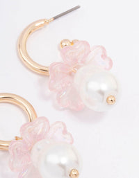 Gold Mushroom Pearl Drop Huggie Earrings - link has visual effect only