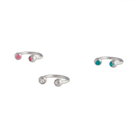 Rhodium Multi Jewel Curved Bar Earring Pack - link has visual effect only