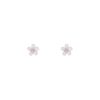 Purple Flower Stud Earrings Diamante Centre - link has visual effect only