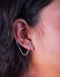 Silver Flower Chain Cuff Earrings - link has visual effect only