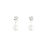 Rhodium Stone Pearl Drop Earrings - link has visual effect only