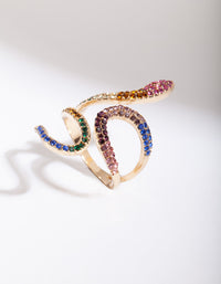 Rainbow Diamante Snake Wrap Ring - link has visual effect only