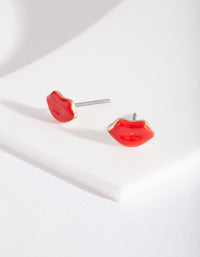 Mini Red Lips Stud Earrings - link has visual effect only