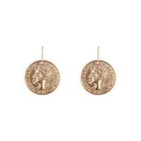 Antique Gold Ancient Greek Coin Drop Earrings - link has visual effect only