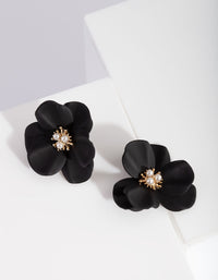 Black Pearl Flower Stud Earrings - link has visual effect only