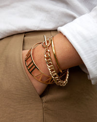 Gold Plated Flat Curb Chain Bracelet - link has visual effect only