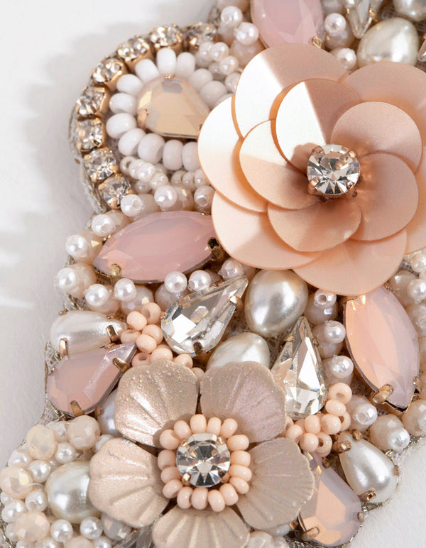 Mixed Bead Detail Blush Sash