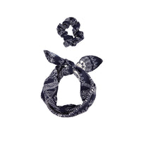 Navy White Paisley Bow Scrunchie - link has visual effect only