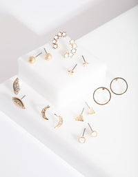 Gold Diamante Mini Earring Stud 8-Pack - link has visual effect only