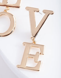 Gold "LOVE" Split Drop Earrings - link has visual effect only