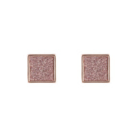 Rose Gold Glitter Inlay Square Earrings - link has visual effect only