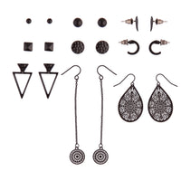 Black Filigree Textured Earring 9-Pack - link has visual effect only