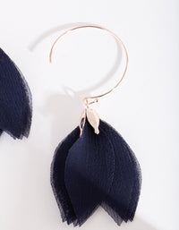 Navy Blue Fabric Flower Drop Earrings - link has visual effect only