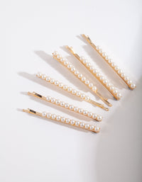 Gold Pearl Hair Pin 6-Pack - link has visual effect only