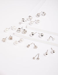 Silver Diamante Pearl Earring 12-Pack - link has visual effect only