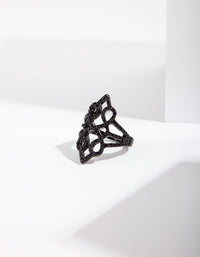 Black Diamante Filigree Ring - link has visual effect only